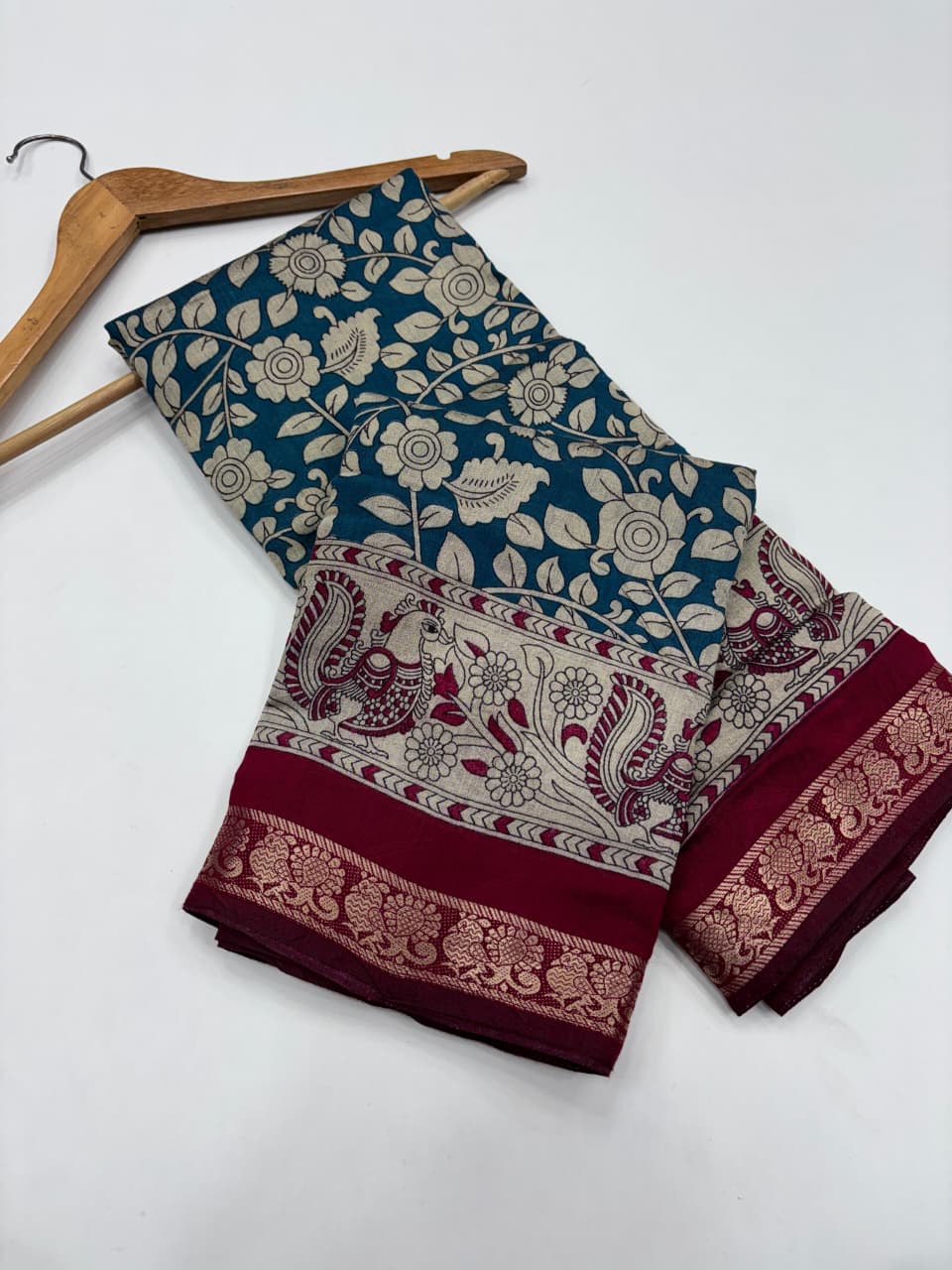 FABLOUS SILK WITH PEN KALAMKARI PREMIUIM COTTON SAREE