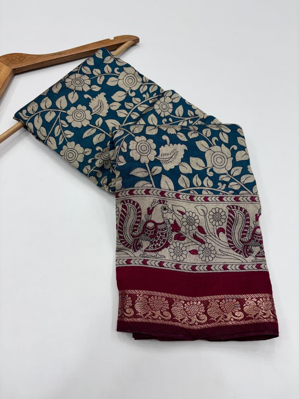 FABLOUS SILK WITH PEN KALAMKARI PREMIUIM COTTON SAREE