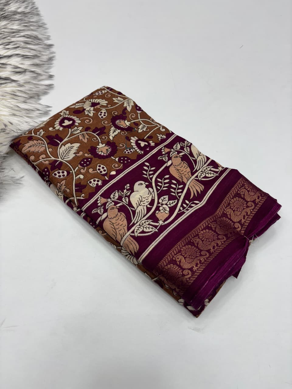 FABLOUS SILK WITH PEN KALAMKARI PREMIUIM COTTON SAREE