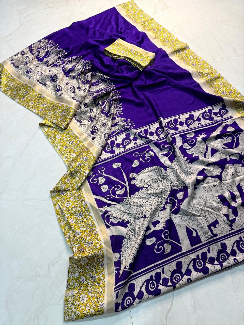 PYAARI SILK WITH PEN KALAMKARI PREMIUIM COTTON SAREE