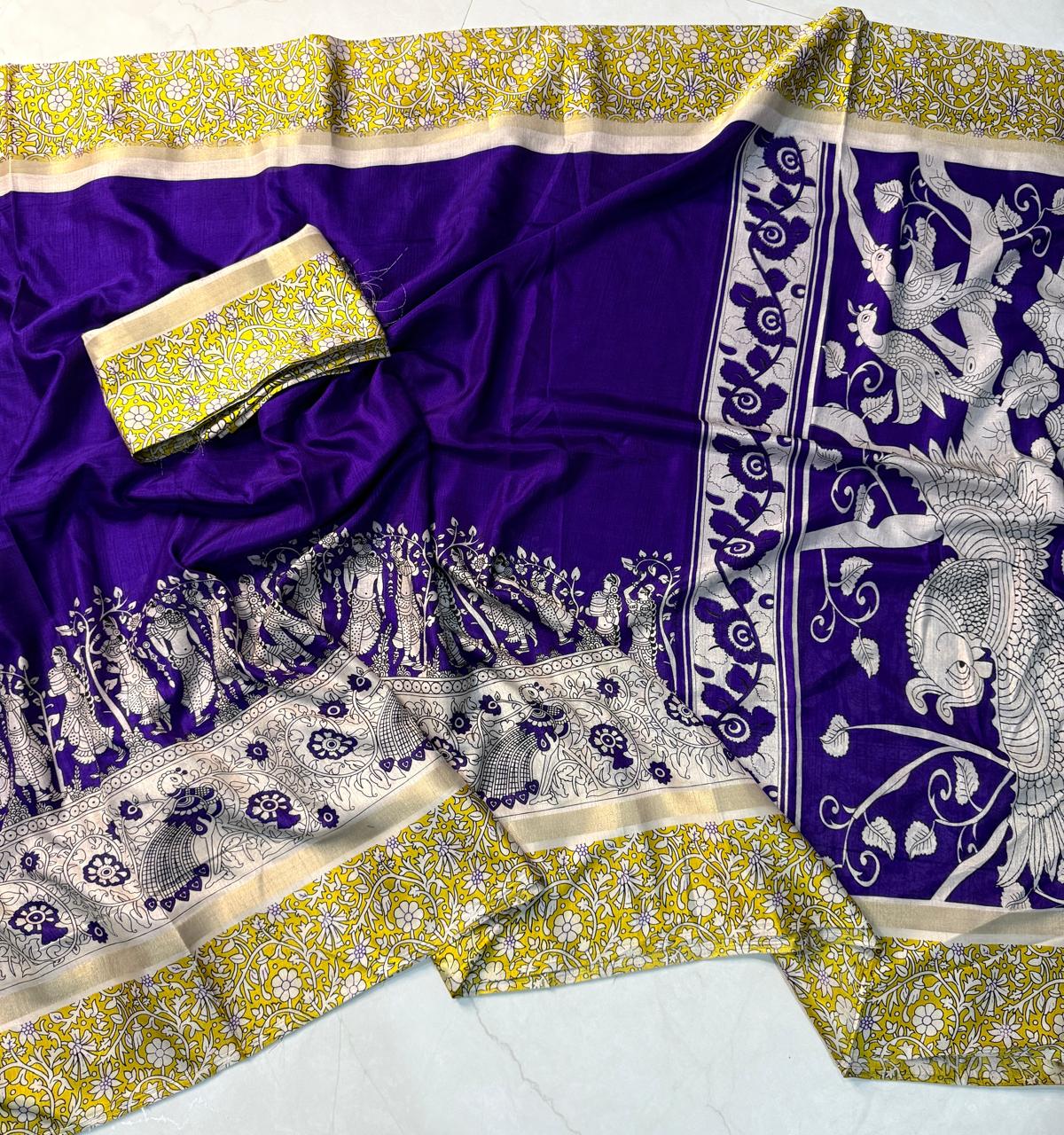 PYAARI SILK WITH PEN KALAMKARI PREMIUIM COTTON SAREE