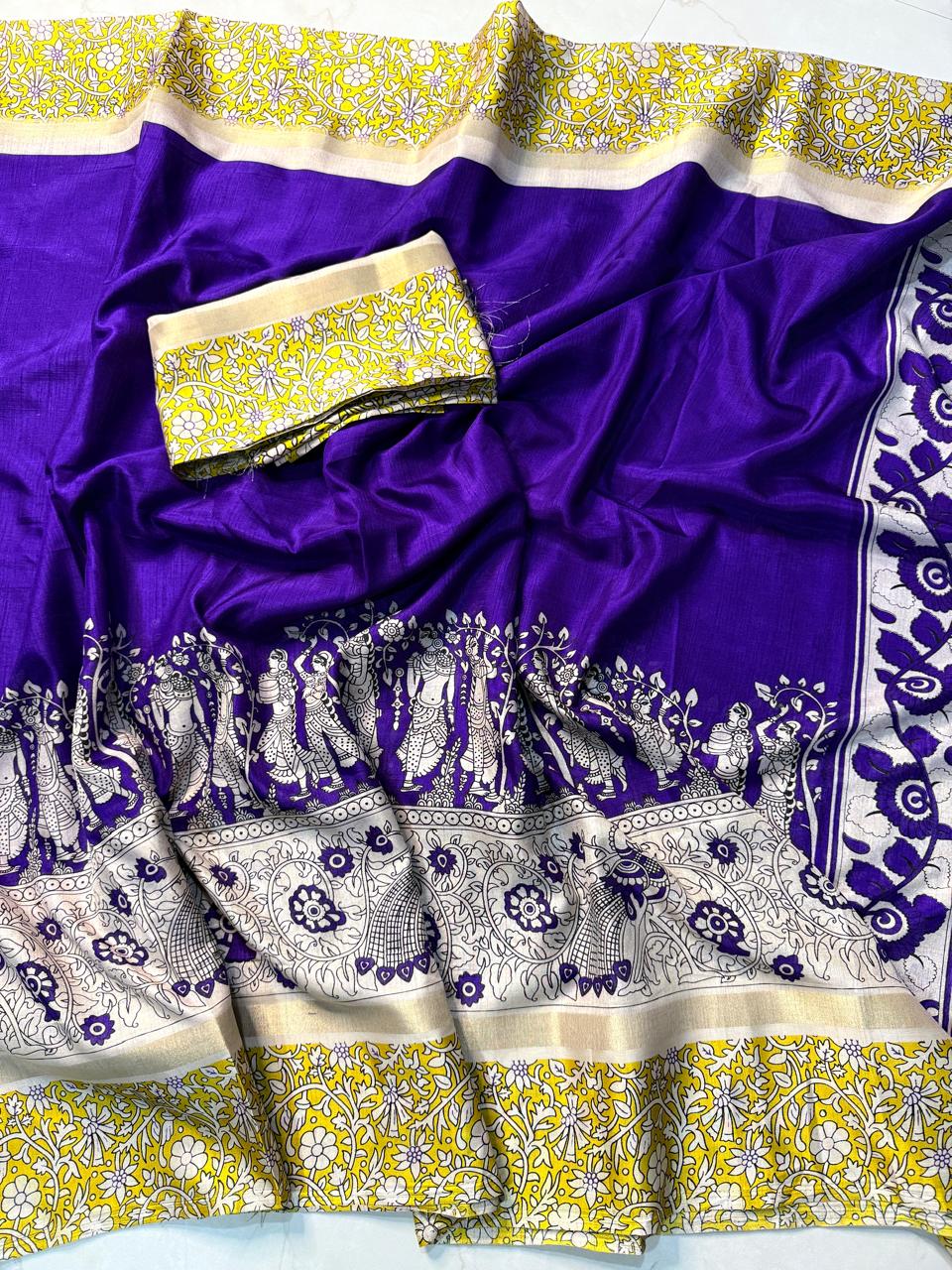 PYAARI SILK WITH PEN KALAMKARI PREMIUIM COTTON SAREE