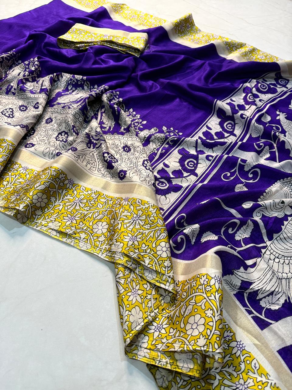 PYAARI SILK WITH PEN KALAMKARI PREMIUIM COTTON SAREE