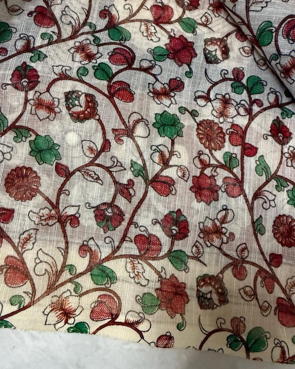 BEST KALAMKARRI  WALE PREMIUM LINEN COTTON SAREE