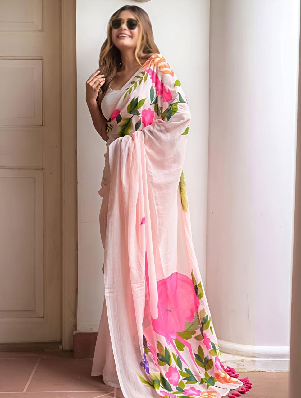 CRYSTAL WALE PREMIUM LINEN COTTON SAREE