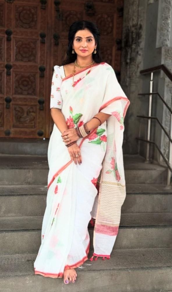 CHUNRI WALE  PREMIUM LINEN COTTON SAREE