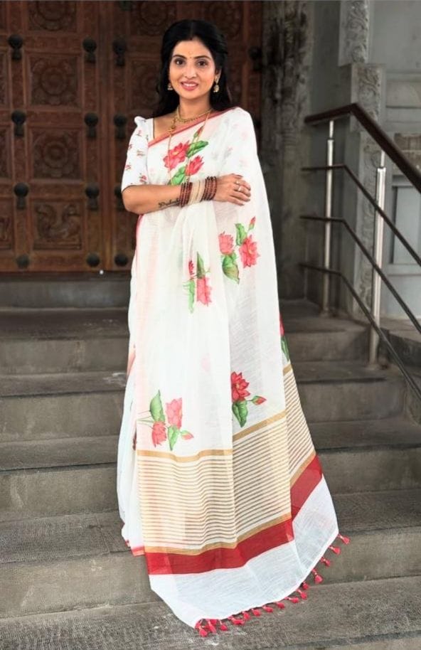 CHUNRI WALE  PREMIUM LINEN COTTON SAREE